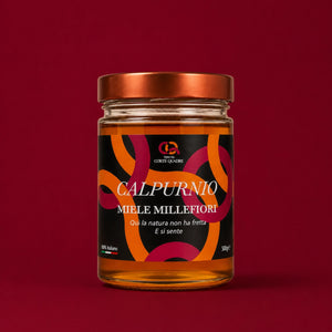 Calpurnio® miele millefiori artigianale in vasetto, formato 350g, 500g o 1000g, prodotto naturale privo di additivi