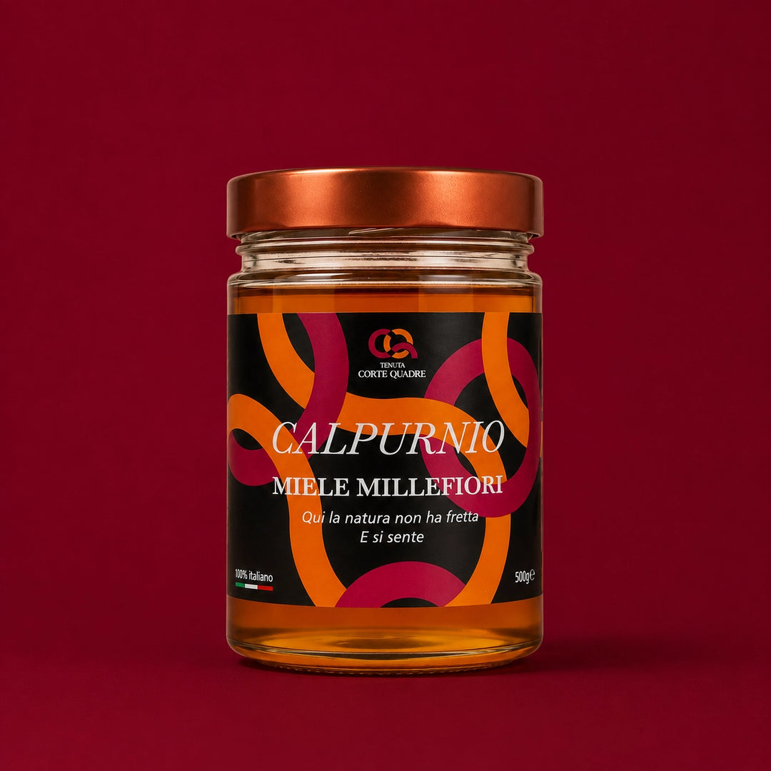 Calpurnio® miele millefiori artigianale in vasetto, formato 350g, 500g o 1000g, prodotto naturale privo di additivi
